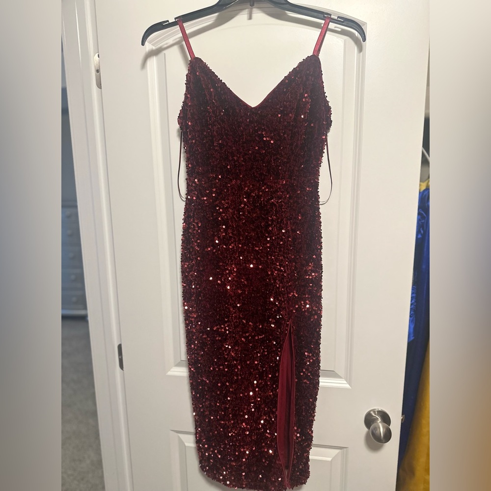 Midi Red Sequin Select Dress